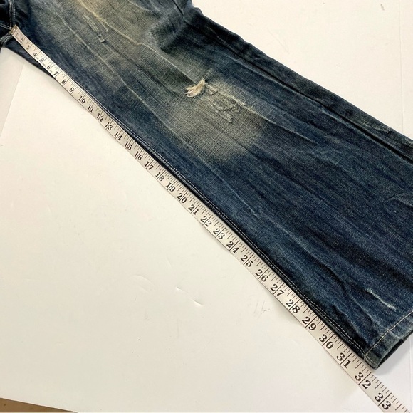 Carbon Black Men Distressed Relaxed Straight Leg Jeans 29x32 Denim - Picture 15 of 16